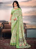 Cotton Silk Green Traditional Wear Printed Saree